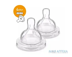 Соска Авент (Avent) Classic+ SCF634/27 на 4 отвори з 6 місяців 2шт