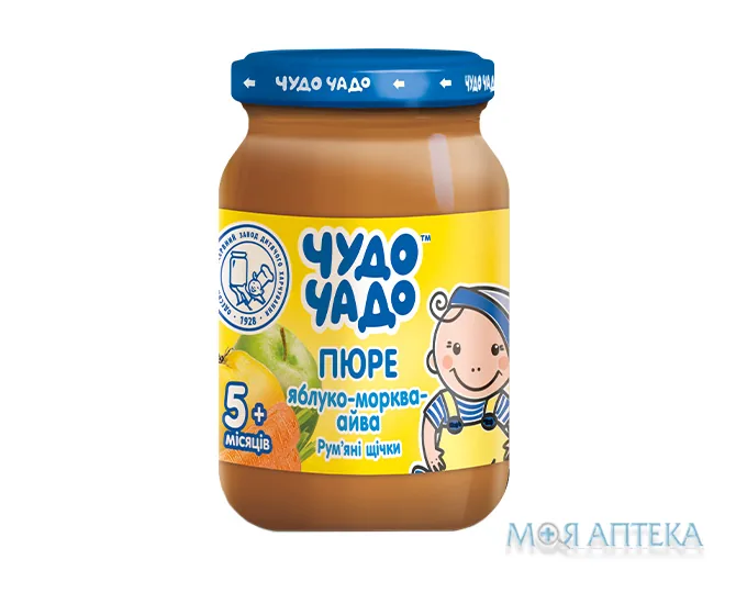 Пюре дитяче Чудо-Чадо яблуко-морква-айва, з цукром та вітаміном С, 170 г