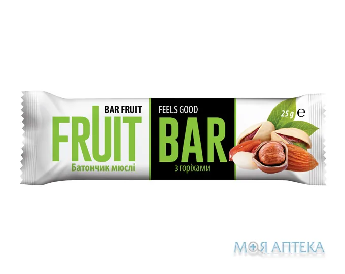 Батончик-мюслі Fruit Bar (Фрут Бар) з горіхами, 25г
