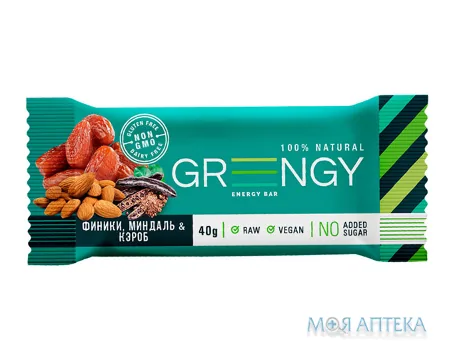 Батончик Грінжі (Greengy) Мигдаль, Кероб і Фініки, 40 г