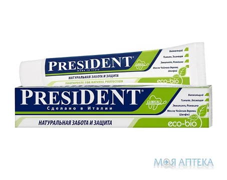 President Clinical Eco-Bio (Президент Клінікал Еко Біо) Зубна Паста натуральна турбота і захист 75 мл