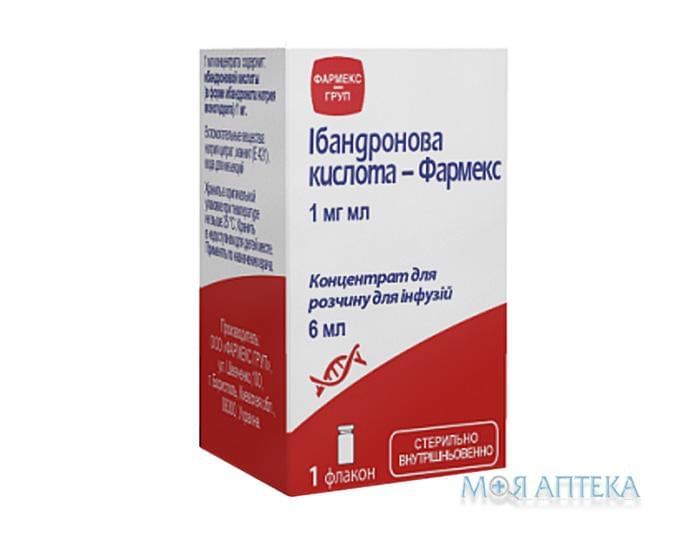 Ибандроновая Кислота-Фармекс концентрат для р-ра д/инф., 1 мг/мл по 6 мл во флак. №1