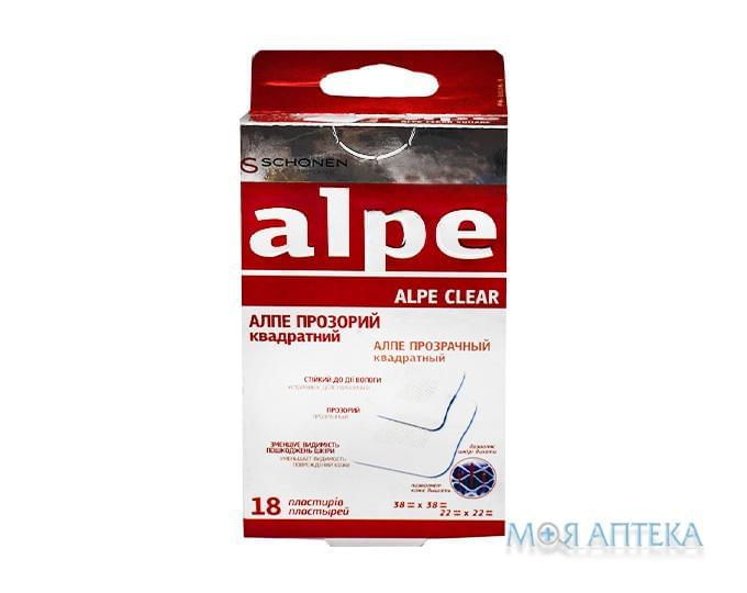 Алпе (Alpe) Пластир Медичний антибакт. прозорий, квадрат №18