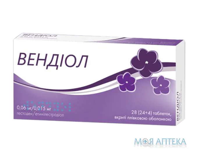 Вендіол таблетки, в/о. 0,06мг/0,015мг №28 (24+4)