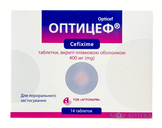 Оптицеф таблетки, в/о, по 400 мг №14 (14х1)