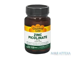 Кантрі Лайф (Country Life) Піколінат цинку табл. 25 мг №100