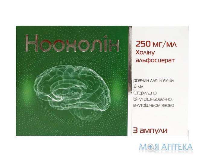 Ноохолин розчин д/ін., 250 мг/мл по 4 мл в амп. №3