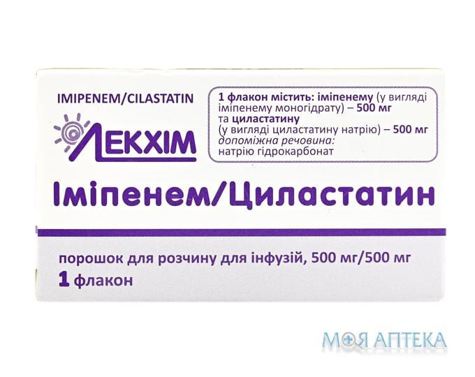 Іміпенем/Циластатин порошок д/приг. р-ну д/інф. по 500 мг/500 мг №1 у флак.