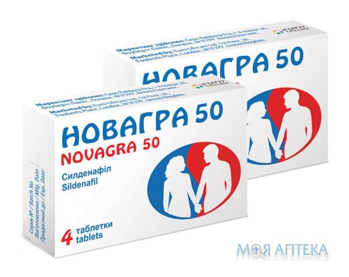 Новагра 50 таблетки, в/плів. обол. по 50 мг №4 (акція 1+1)