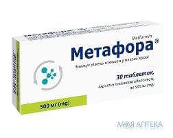 Метафора таблетки, в / плел. обол., по 500 мг №30 (10х3)