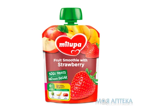 Пюре Milupa (Мілупа) банан, полуниця 100 г (пауч)