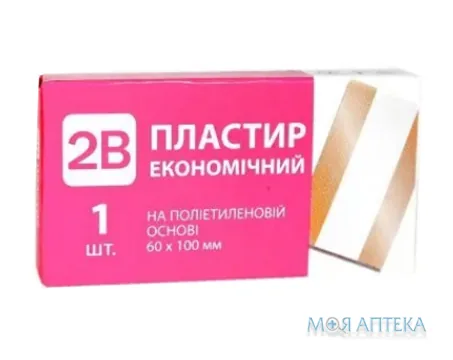 Пластир економічний 2B 100 мм х 60 мм на поліетил. осн., тілесний №1