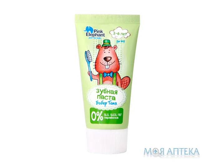 Pink Elephant (Пінк Елефант) Дитяча зубна паста Бобер Тема 50 мл