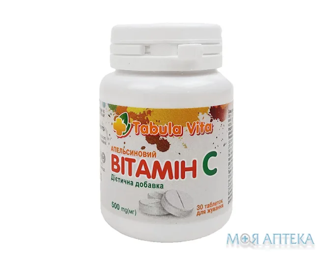 Вітамін С Tabula Vita (Табула Віта) таблетки д/жув. з апельс. смак. по 0,5 г №30 (10х3)