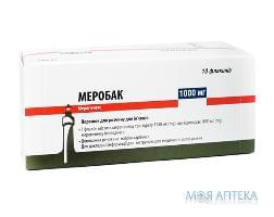 МЕРОБАК 1000 мг порошок для приготовления раствора д/ин. во фл №10