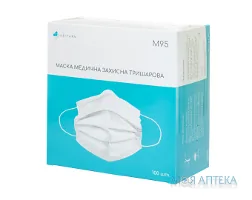 Маска медична 3-х шарова, на резинках, н/стерил. №100