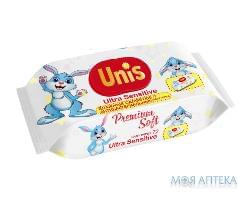Серветки вологі UNIS (Юніс) дитячі без запаху з клап. №72
