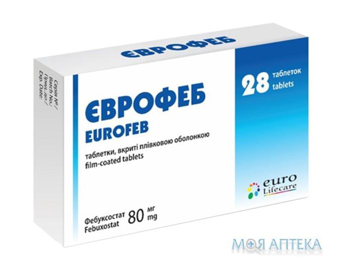 Єврофеб таблетки, в/о, по 80 мг №28 (14х2)
