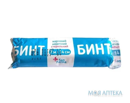 Бинт Марлевий Медичний Стерильний San Farma (Сан Фарма) 7 м х 14 см