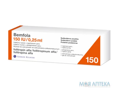 Бемфола розч. д/ін. 75 МО(5,5 мкг) в 0,25 мл картр. у ручці для введ. №1