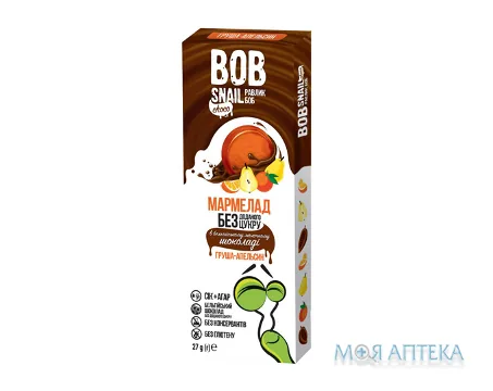 Равлик Боб (Bob Snail) Груша-Апельсин в бельгійському молочному шоколаді мармелад 27 г