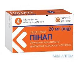 Пінап таблетки, в/плів. обол. по 20 мг №4