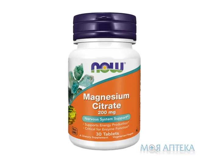 NOW (Нау) Magnesium Citrate (Магнію цитрат) табл. 200 мг №30