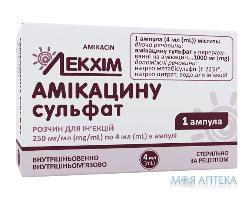 АМИКАЦИНА СУЛЬФАТ раствор для инъекций 250 мг/мл амп. 4 мл №1