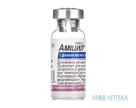 Аміцил ліофілізат для р-ну д/ін. по 250 мг у флак.