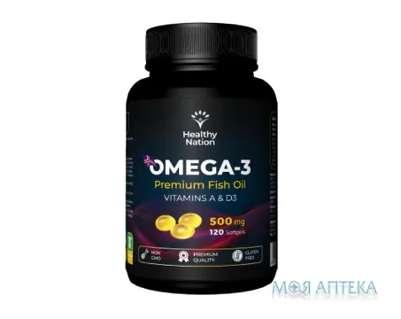 Риб`ячий жир з печінки тріски Хелсі Нейшн (Healthy Nation) капс. 500 мг №120
