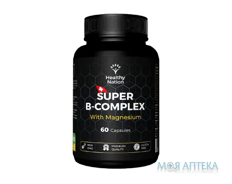 Супер В-комплекс з Магнієм Хелсі Нейшн (Healthy Nation) капсули 450 мг №60