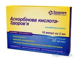 Аскорбінова кислота р-н д/ін. 50 мг/мл амп. 2 мл №10 Здоров’я ФК (Україна, Харків)