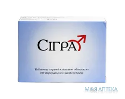 Сігра таблетки, в/плів. обол., по 100 мг №1 (1х1)