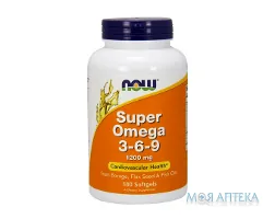 NOW (Нау) Super Omega 3-6-9 (Супер Омега 3-6-9) капс. 1200 мг фл. №180