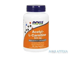NOW Acetyl-L-Carnitine (Нау Ацетил-L-Карнітин) веганські капсули 500 мг №100