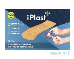 Пластир бактерицидний iPlast (АйПласт) 1,9 см х 7,2 см на ткан.основі №100