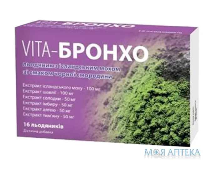Vita-Бронхо для горла льод. з ісландським мохом зі смаком чорної смородини №16