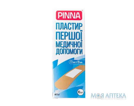 Пластир першої медичної допомоги Пінна (Pinna) 19 мм х 72 мм, на тканинній основі №10