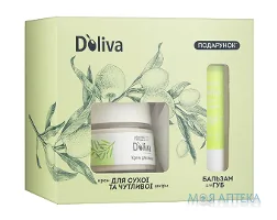 D`Oliva Olivenol (Д`Оліва Олівенол) Крем Для Обличчя Для Сухої І Чутливої Шкіри 50 мл + Бальзам Для Губ в формі стіка 4,8 г