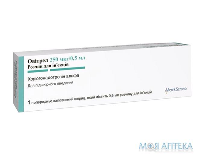 Овитрел раствор д/ин. 250 мкг/0.5 мл по 0.5 мл №1 в предвар. запол. шпр.