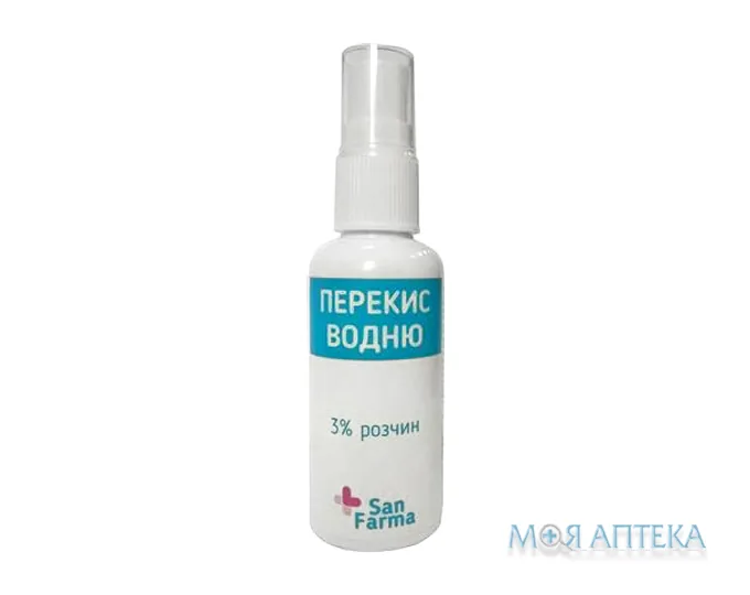 Перекис водню 3% розчин San Farma спрей 50 мл