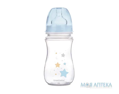 Пляшечка Canpol Babies (Канпол Бебіс) 35/217 антиколікова EasyStart Newborn baby, з широким отвором , блакитна 240 мл