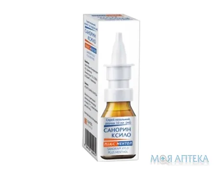 Санорин Ксило Плюс Ментол спрей наз. р-н 0,1% по 10 мл фл. №1