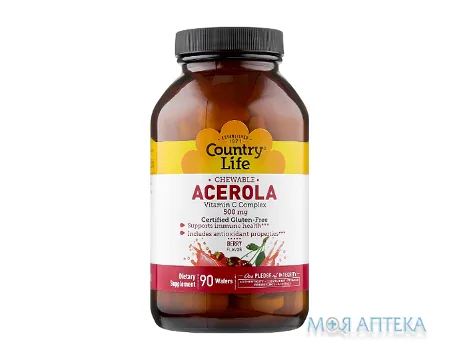 Кантрі Лайф (Country Life) Ацерола Вітамин С таблетки по 500 мг №90