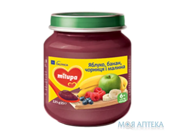 Пюре Milupa (Мілупа) яблуко, банан, чорниця, малина 125 г