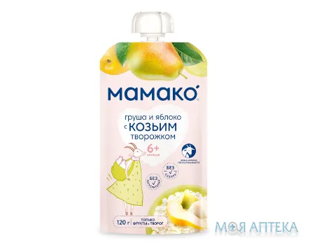 Мамако пюре груша та яблуко з козячим сиром 120 г
