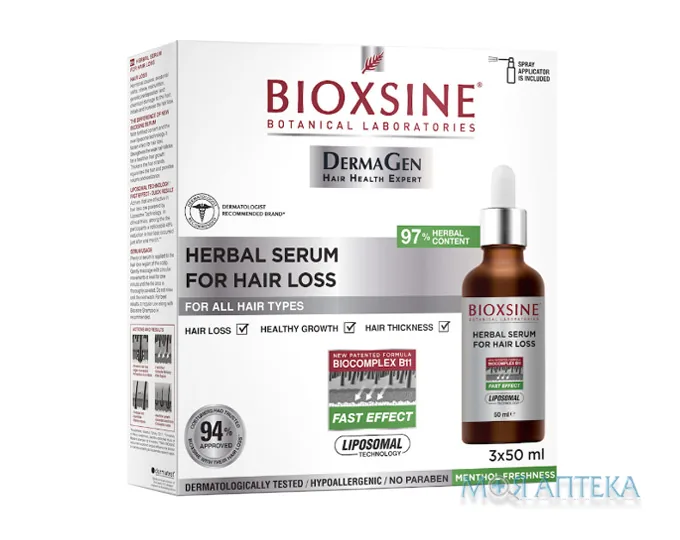 Біоксін Дермаджен Рослинна Сироватка проти випадіння волосся фл. 50 мл №3