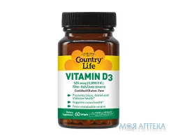 Кантрі Лайф (Country Life) Вітамін D3 капс. 5000 МО №60