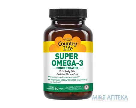 Кантрі Лайф (Country Life) Супер Омега-3 капсули №60