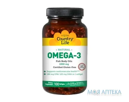 Кантрі Лайф (Country Life) Омега-3 капс. м`які 1000 мг №100
